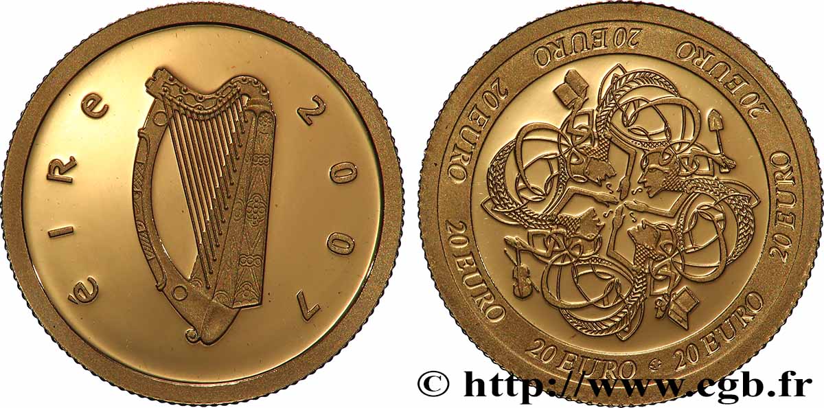 IRELAND REPUBLIC Belle Épreuve 20 Euro CULTURE CELTE EN EUROPE 2007 Proof set