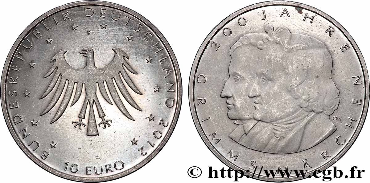 GERMANY Belle épreuve 10 Euro 200 ANS DE CONTES DES FRERES GRIMM 2012 Proof set