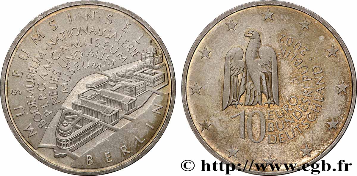 ALLEMAGNE 10 Euro L ÎLE AUX MUSÉES 2002 SPL