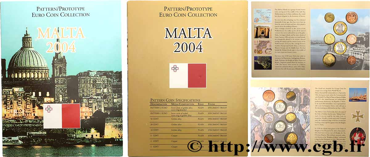 MALTE Série 8 médailles, Essai Euros fantaisies 2004 SPL