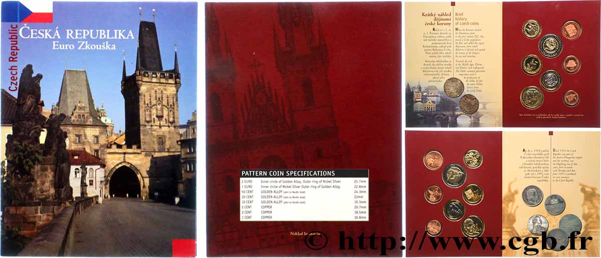 CZECH REPUBLIC Série 8 médailles, Essai Euros fantaisies 2004 MS