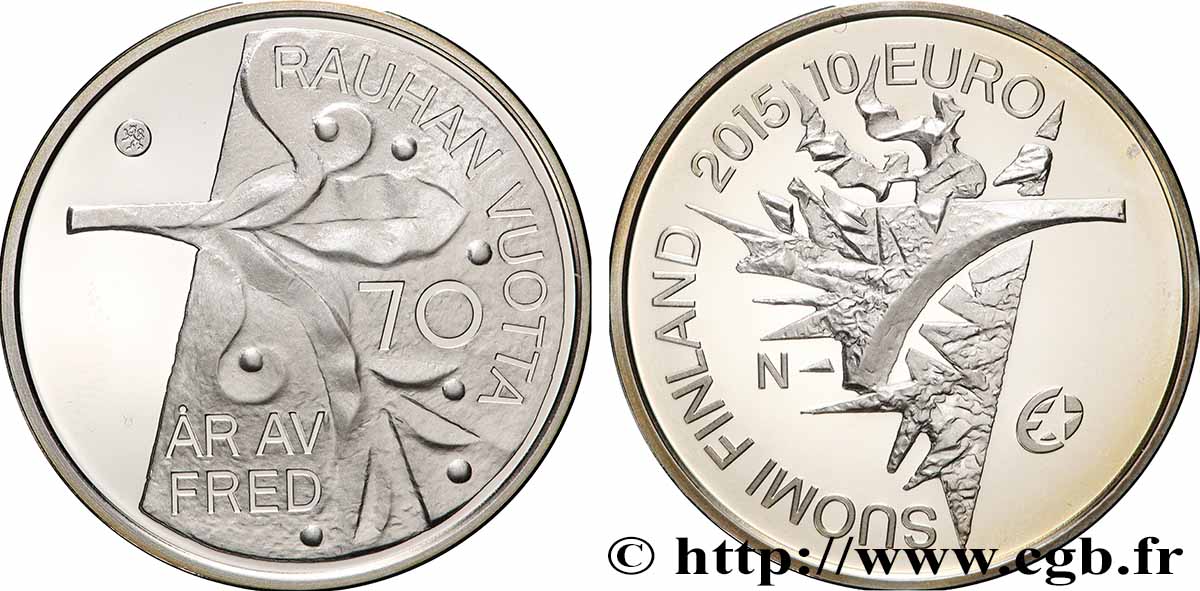 FINLAND Belle Épreuve 10 Euro 70 ANS DE PAIX 2015 Proof set