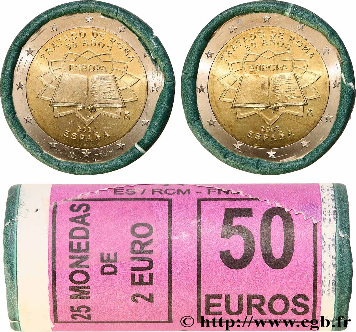 ESPAGNE Rouleau 25 x 2 Euro CINQUANTENAIRE DU TRAITÉ DE ROME 2007 SPL