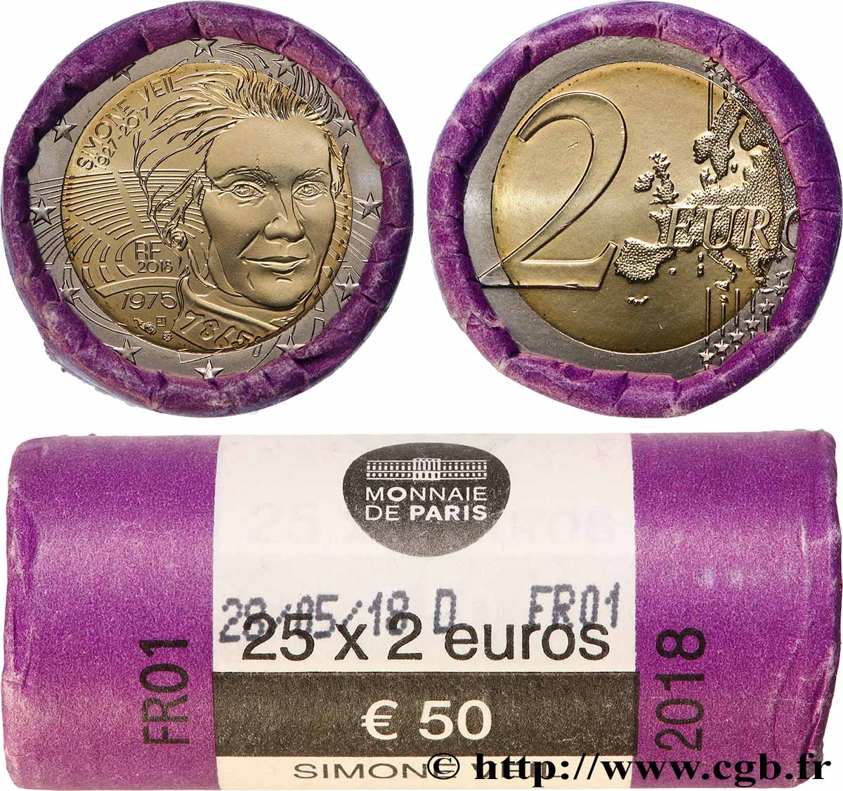 FRANCE Rouleau 25 x 2 Euro SIMONE VEIL 2018 SPL