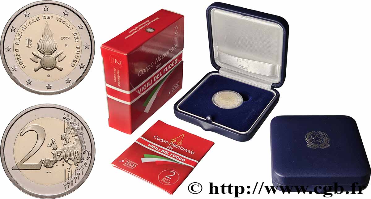 ITALIE BELLE ÉPREUVE 2 Euro 80 ANS DU CORPS NATIONAL DES SAPEURS POMPIERS 2020 BE