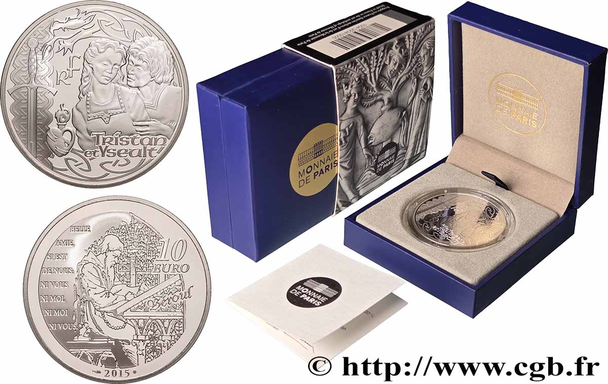 FRANKREICH Belle Épreuve 10 Euro TRISTAN ET YSEULT 2015