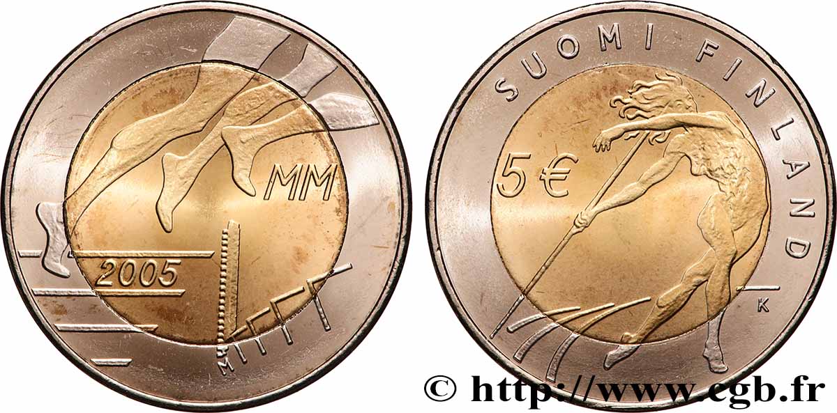 FINLAND 5 Euro CHAMPIONNAT DU MONDE D ATHLÉTISME À HELSINKI 2005 MS