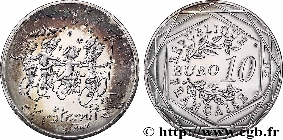 FRANCE 10 Euro FRATERNITÉ par SEMPÉ (automne) 2014 MS