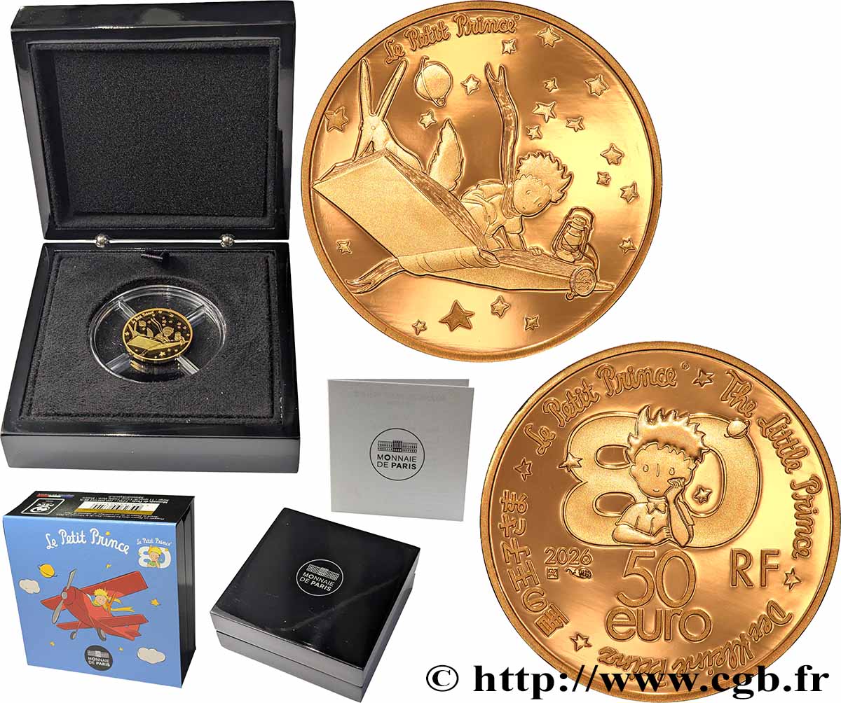 FRANCE Belle Épreuve 50 Euro 80 ANS DU PETIT PRINCE - LIVRE 2026 BE