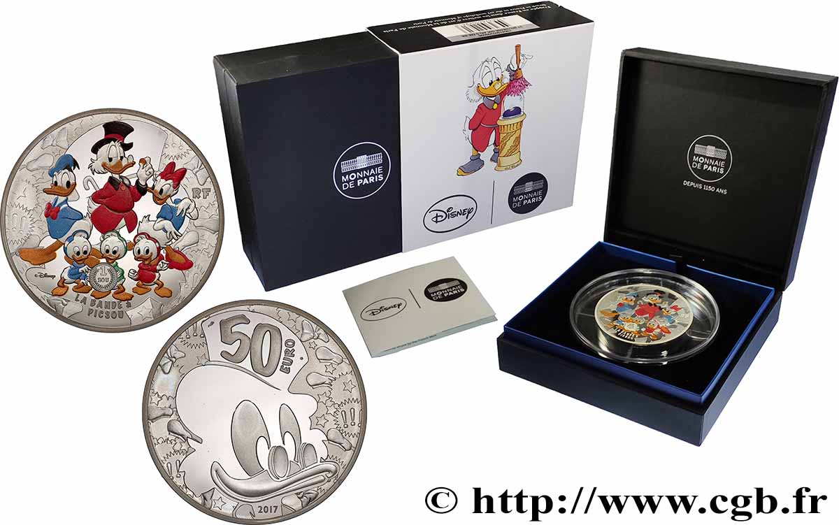 FRANCE Belle Épreuve 50 Euro LA BANDE A PICSOU 2017 Proof set