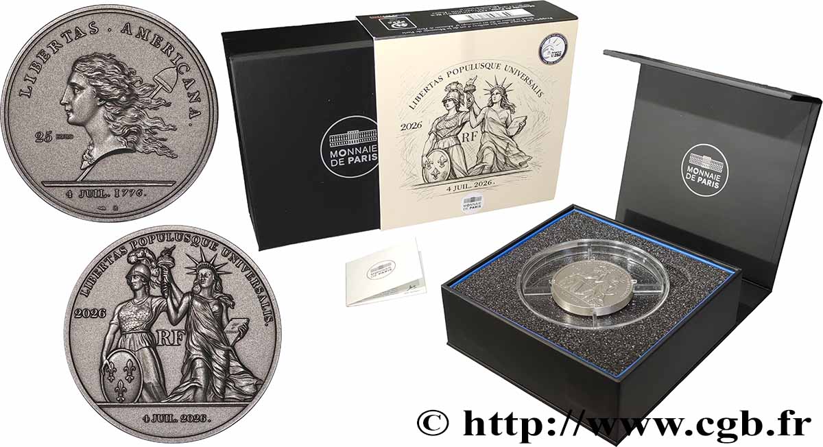 FRANCE 25 Euro LIBERTY - L’INDÉPENDANCE DES ÉTATS-UNIS 2026 FDC