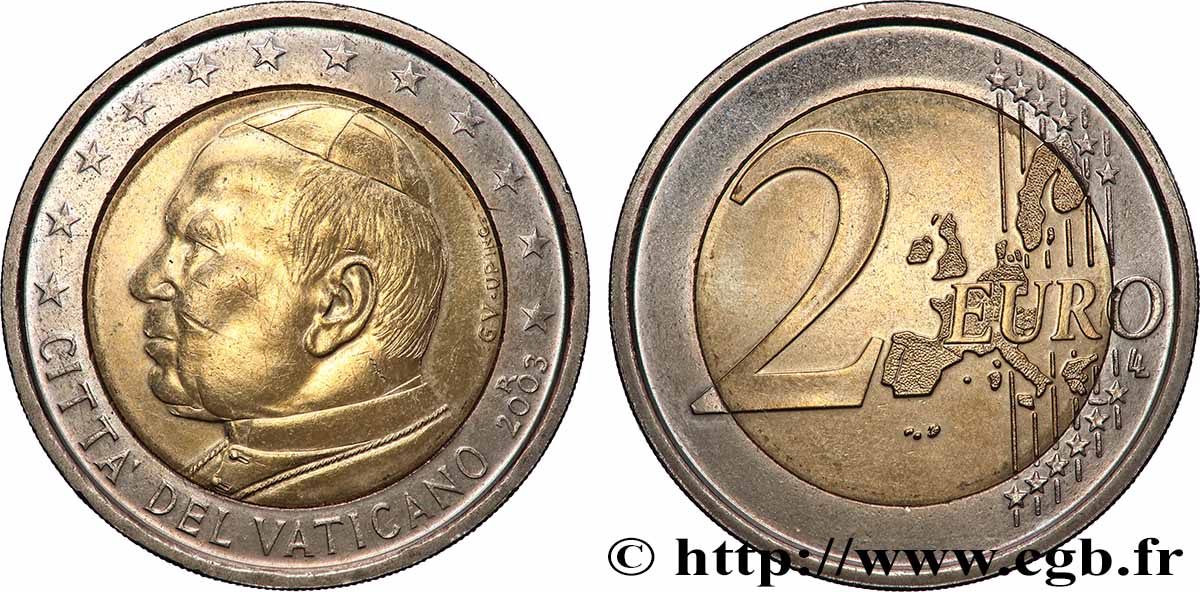 VATICAN 2 Euro JEAN - PAUL II 2003 MS
