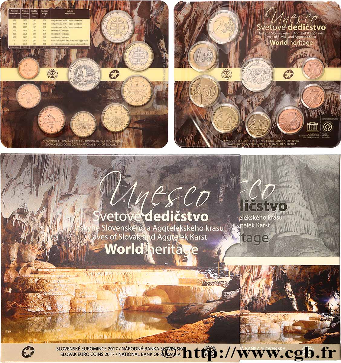 SLOVAKIA SÉRIE Euro BRILLANT UNIVERSEL - GROTTES DU KARST d’AGGTELEK ET DU KARST DE SLOVAQUIE 2017 Brilliant Uncirculated