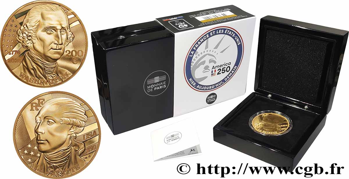 FRANCE BELLE EPREUVE 200 Euro (1 oz) WASHINGTON ET LA FAYETTE 2026 BE