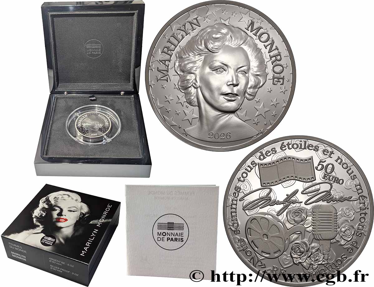FRANCE BELLE EPREUVE 50 Euro 100 ANS DE LA NAISSANCE DE MARILYN MONROE 2026 BE