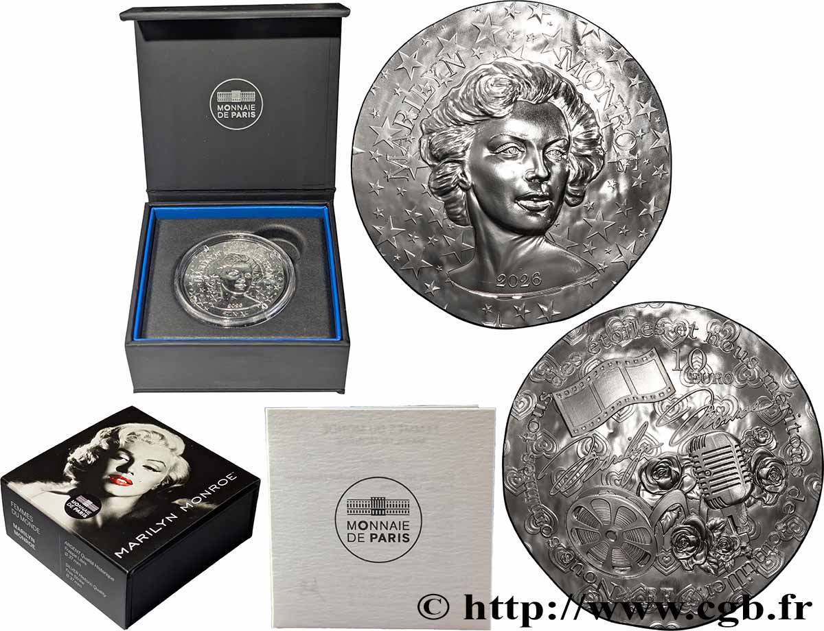 FRANCE 10 Euro 100 ANS DE LA NAISSANCE DE MARILYN MONROE (Qualité Historique) 2026 FDC