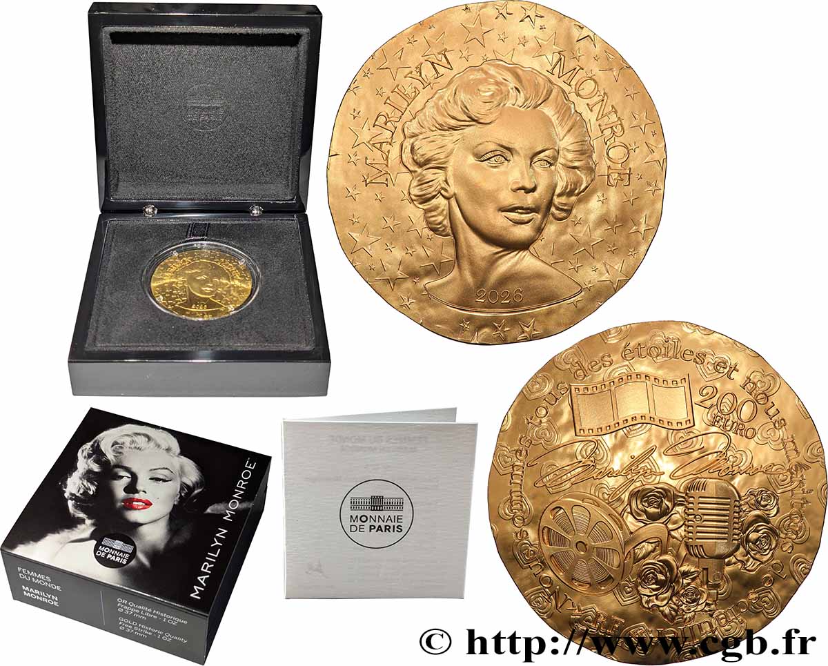 FRANCE BELLE EPREUVE 1 oz - 200 Euro MARILYN MONROE 2026 BE