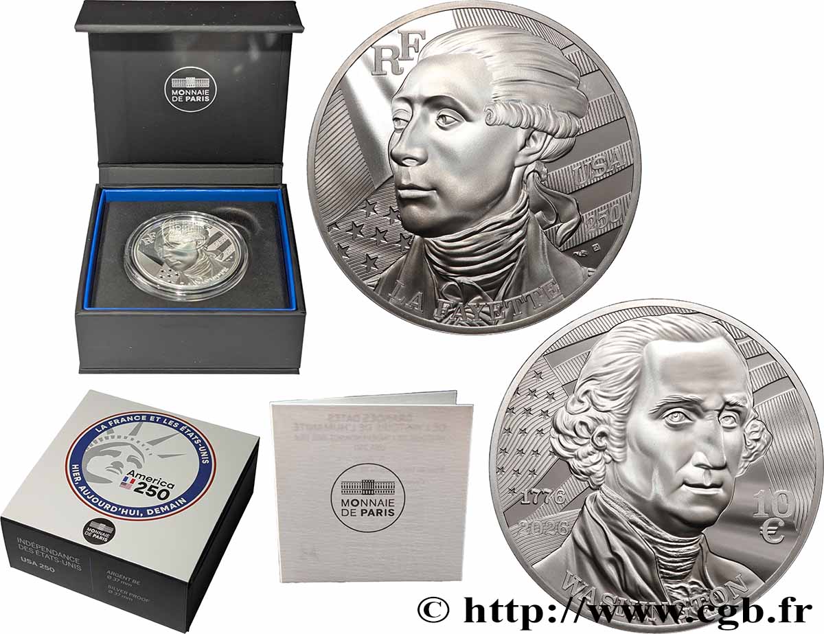 FRANCE BELLE EPREUVE 10 Euro WASHINGTON ET LA FAYETTE 2026 BE
