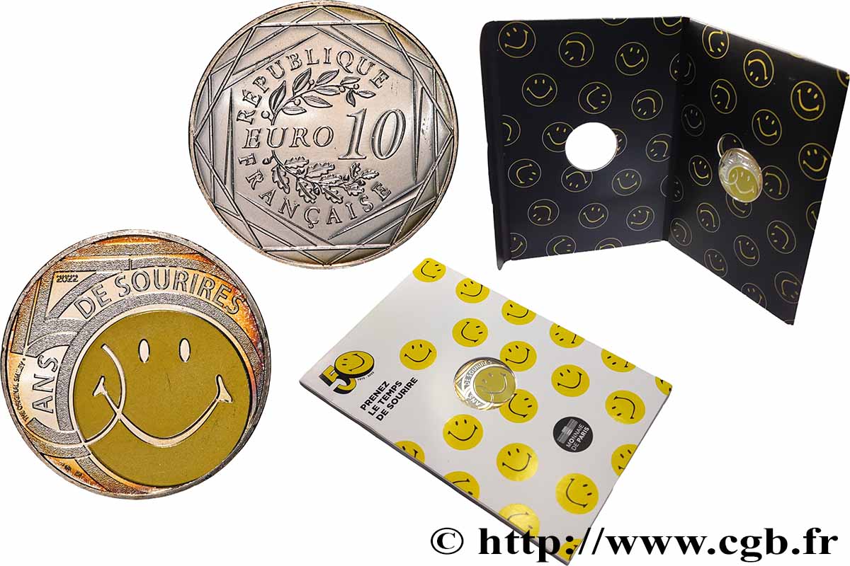 FRANCIA 10 Euro SMILEY - 50 ANS 2021 FDC