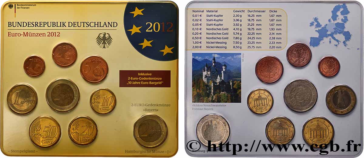 DEUTSCHLAND SÉRIE Euro BRILLANT UNIVERSEL 2012