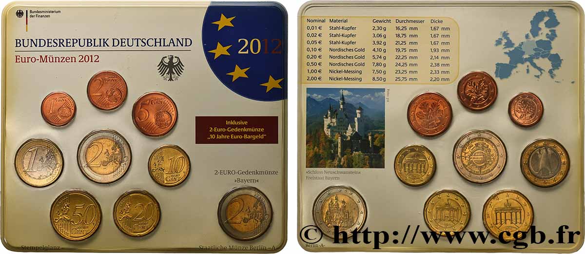 GERMANIA SÉRIE Euro FLEUR de COIN 2012 FDC