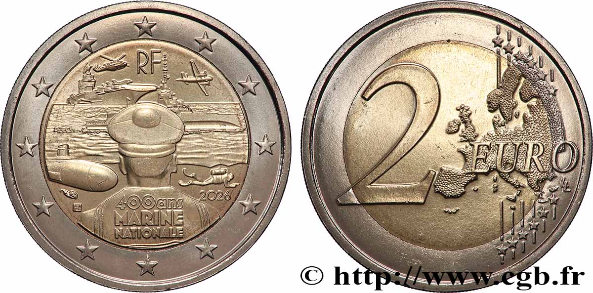 FRANCE 2 Euro 400 ANS DE LA MARINE NATIONALE 2026 FDC