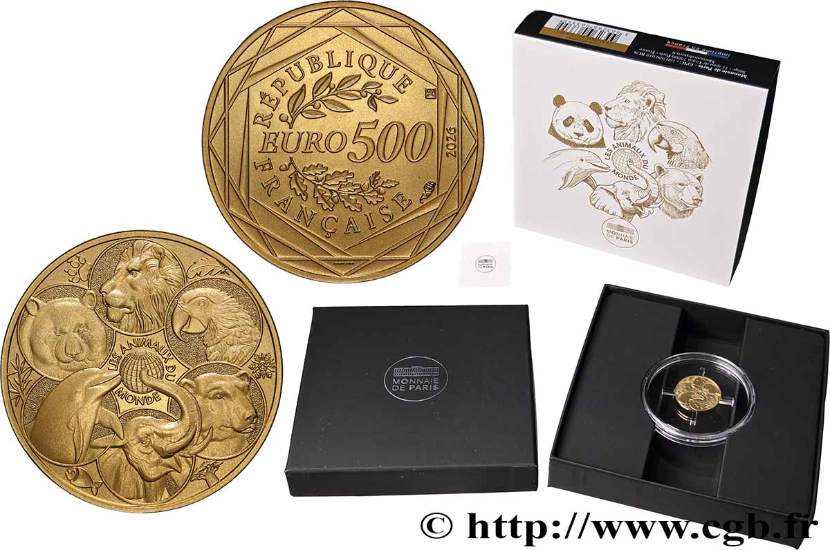 FRANCE 500 Euro LES ANIMAUX DU MONDE 2026 Brilliant Uncirculated