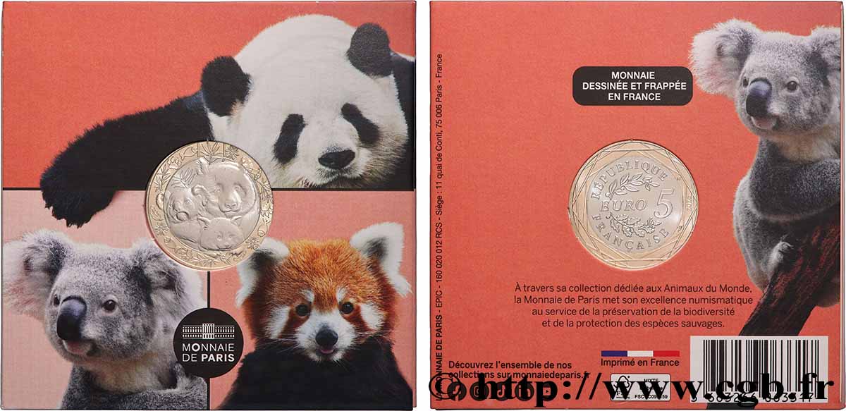 FRANCE Blister 5 Euro LES ANIMAUX DU MONDE - PANDAS ET KOALA 2026 MS