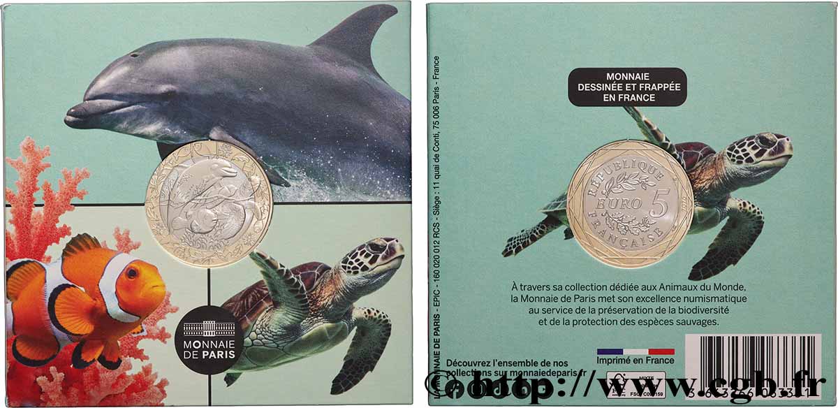 FRANCE Blister 5 Euro LES ANIMAUX DU MONDE - ANIMAUX MARINS 2026 MS