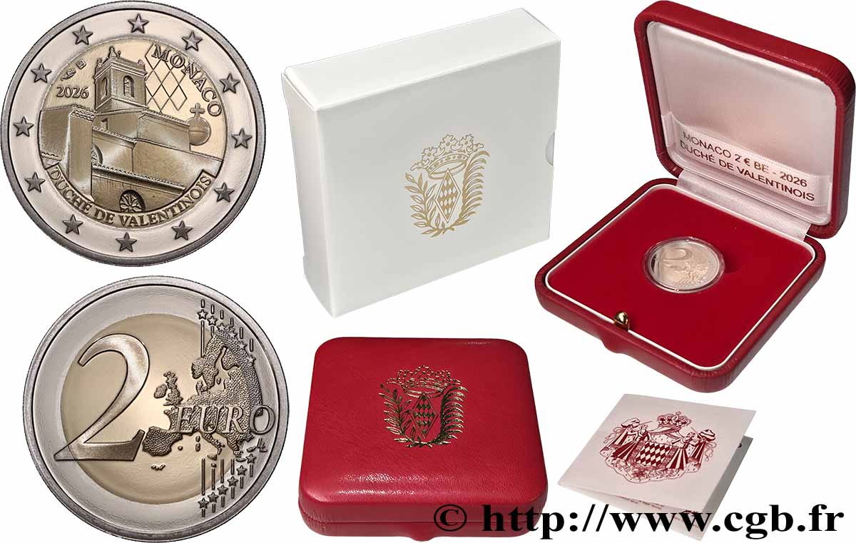 MONACO Belle Épreuve 2 Euro DUCHÉ DE VALENTINOIS 2026 Proof set