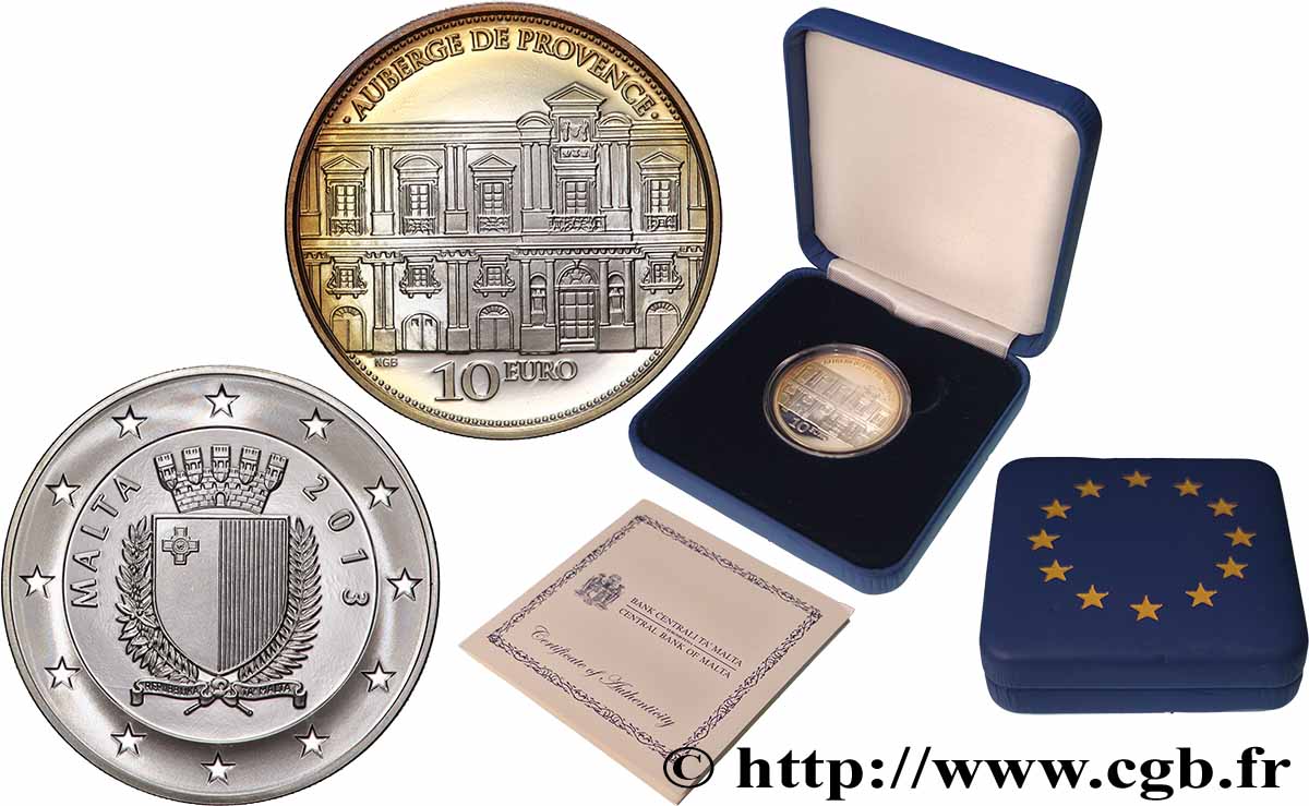 MALTE Belle Épreuve 10 Euro AUBERGE DE PROVENCE 2013 BE