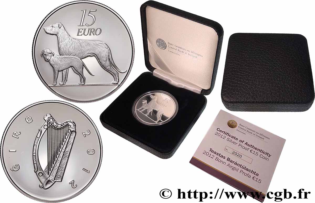 IRELAND REPUBLIC Belle Épreuve 15 Euro LE CHIEN 2012 Proof set