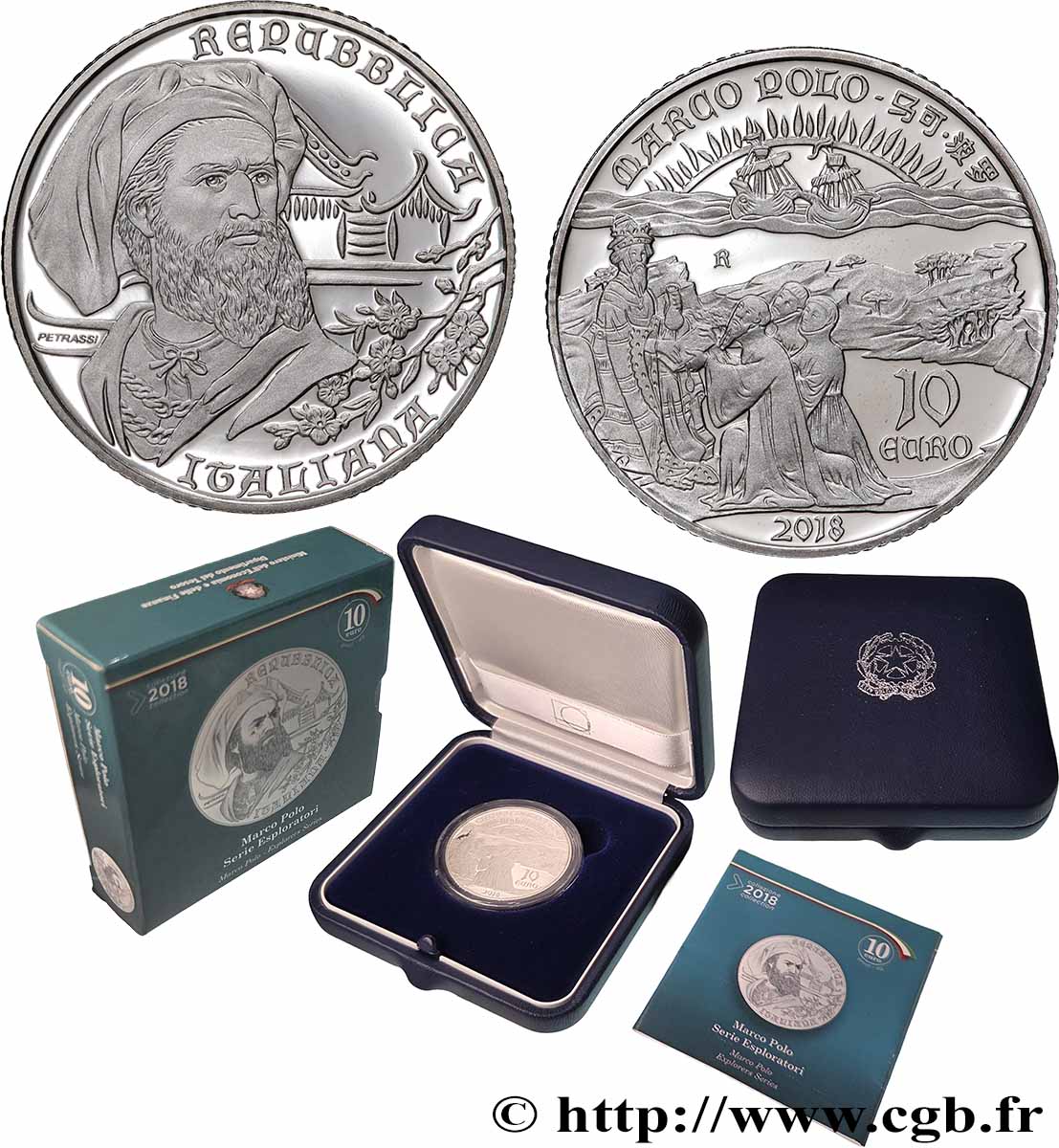 ITALIE BELLE ÉPREUVE 10 Euro MARCO POLO 2018 BE