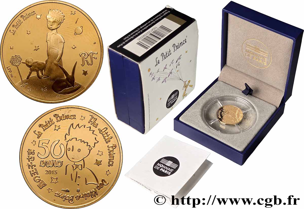 FRANCE Belle Épreuve 50 Euro or PETIT PRINCE (1/4 once) 2015 BE