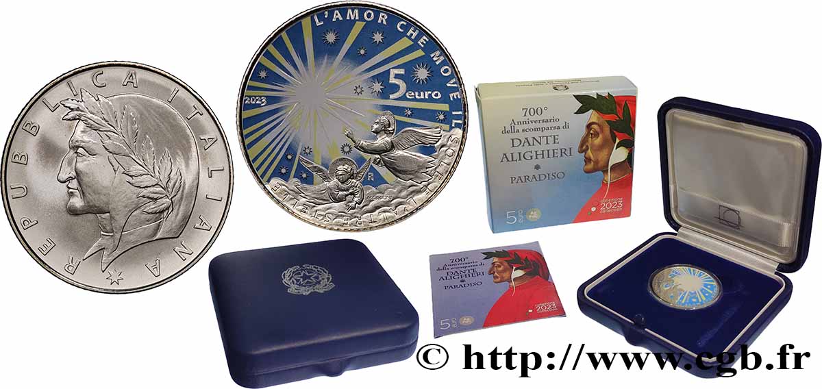 ITALIE BELLE EPREUVE 5 Euro DANTE 2023 BE