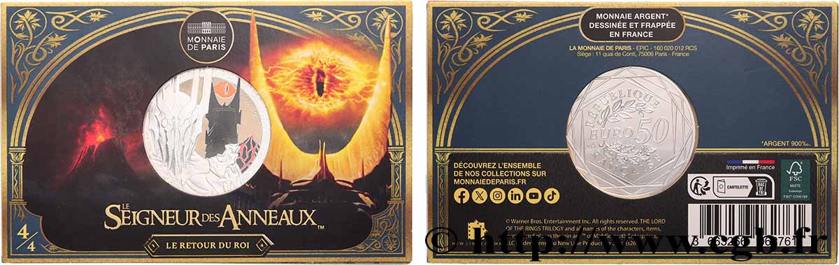FRANCE 50 Euro LE SEIGNEUR DES ANNEAUX - SAURON ET LE MORDOR 2026 FDC