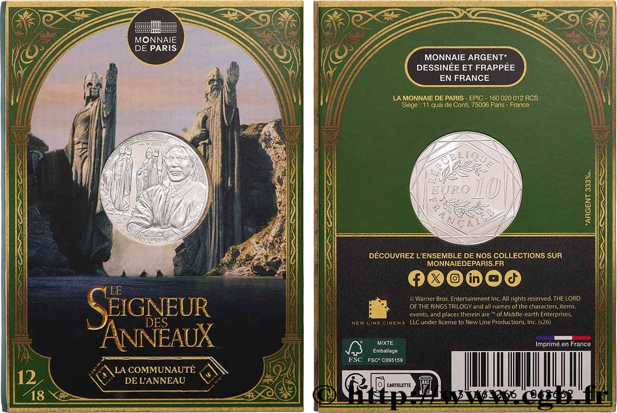 FRANCE 10 Euro LE SEIGNEUR DES ANNEAUX - BOROMIR ET LE FLEUVE ANDUIN 2026 FDC