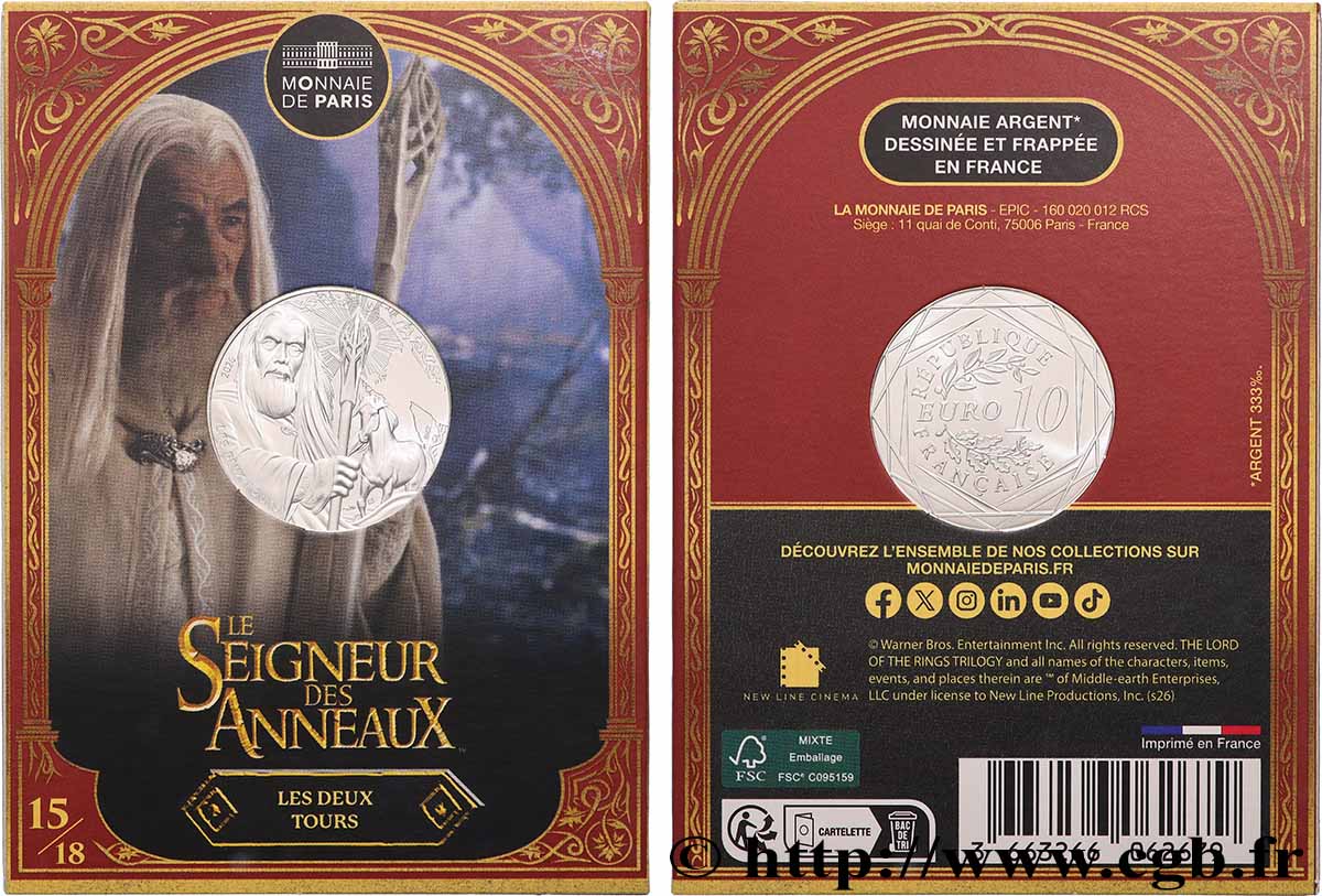 FRANCE 10 Euro LE SEIGNEUR DES ANNEAUX - GANDALF LE BLANC 2026 FDC