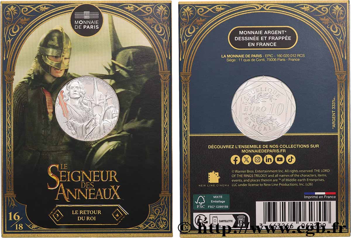 FRANCE 10 Euro LE SEIGNEUR DES ANNEAUX - EOWYN CONTRE LE SORCIER D’ANGMAR 2026 FDC
