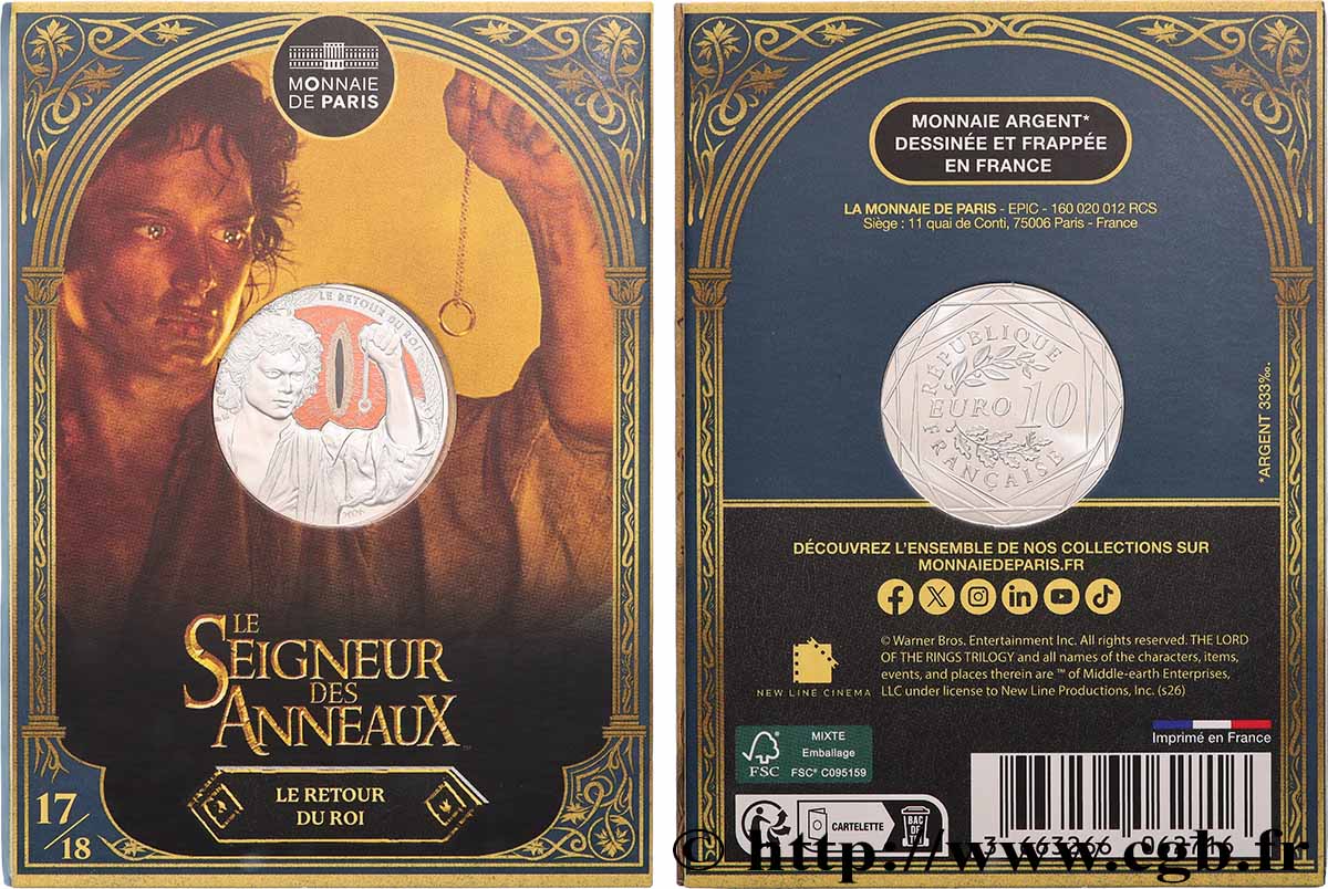 FRANCE 10 Euro LE SEIGNEUR DES ANNEAUX - FRODON ET L’ANNEAU 2026 FDC