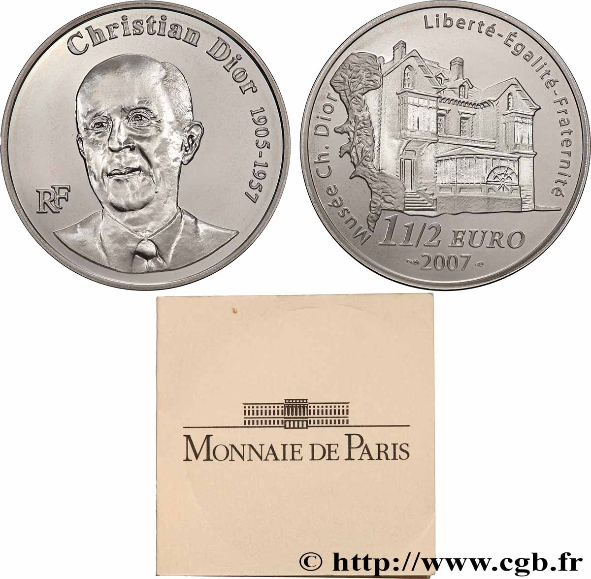 FRANCE Belle Épreuve 1 Euro 1/2 CHRISTIAN DIOR 2007 BE