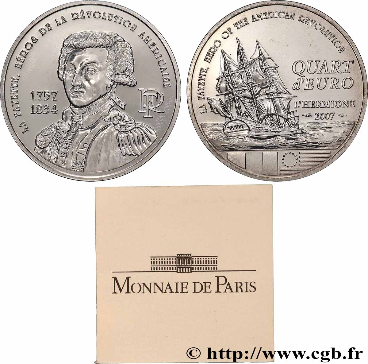 FRANCE 1/4 Euro LA FAYETTE (1757-1834) 2007 BU