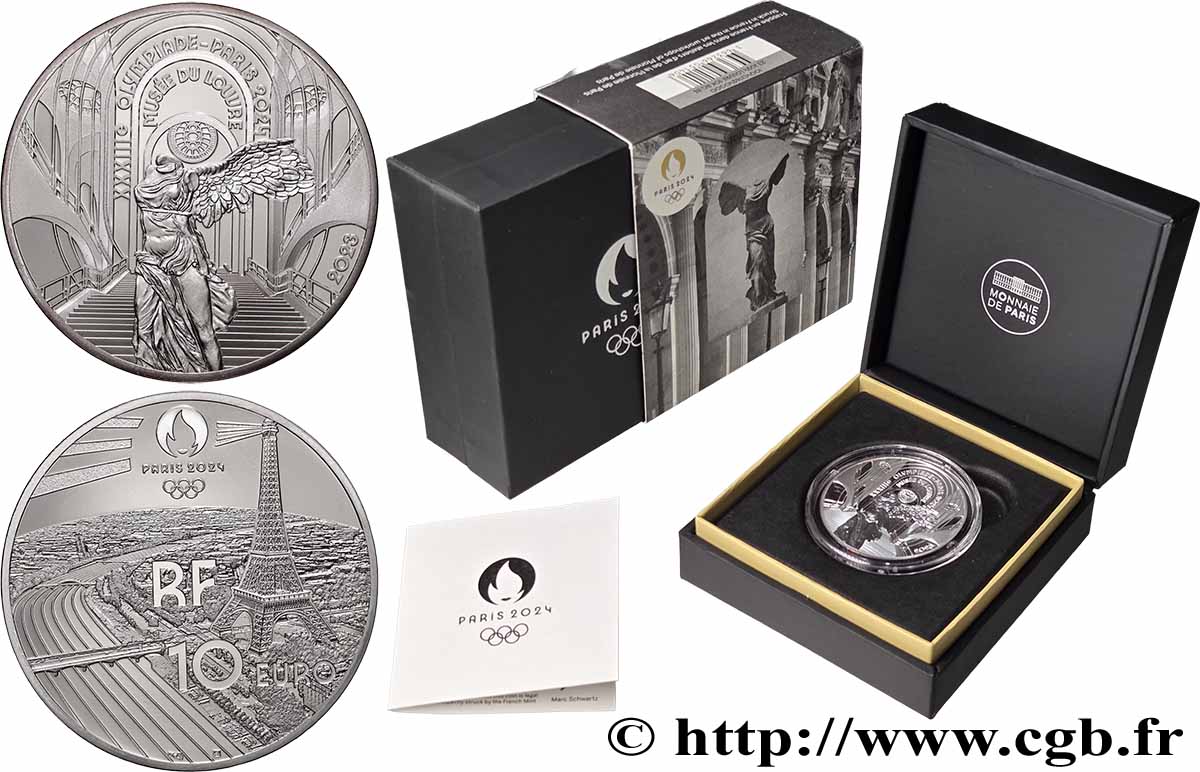 FRANCE BELLE EPREUVE 10 Euro JO PARIS 2024 - MUSÉE DU LOUVRE 2023 Proof set