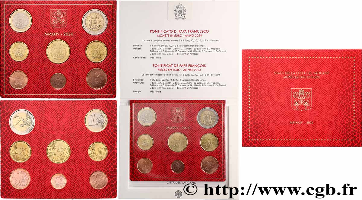 VATICAN SÉRIE Euro BRILLANT UNIVERSEL - Armoiries du Pape François 2024 Brilliant Uncirculated