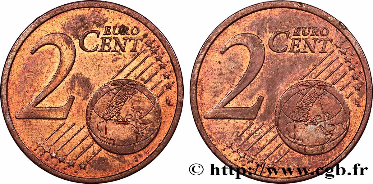 EUROPEAN CENTRAL BANK 2 Cent Euro biface - double face commune n.d. AU