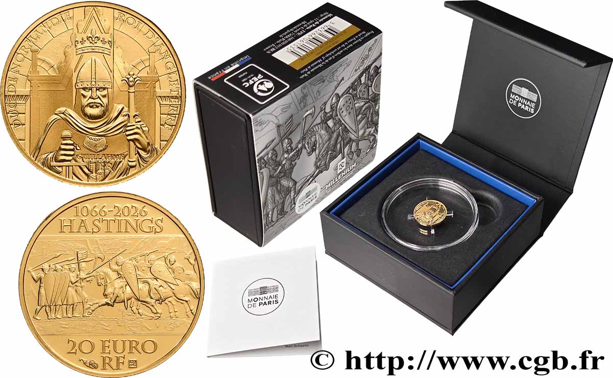 FRANCE BELLE EPREUVE 20 Euro (or 1/10 oz) BATAILLE D’HASTINGS 2026 Proof set