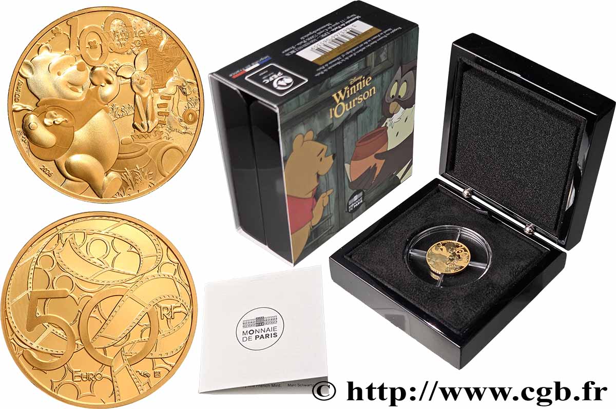 FRANCE BELLE EPREUVE 50 Euro (1/4 oz or) WINNIE L’OURSON 2026 Proof set