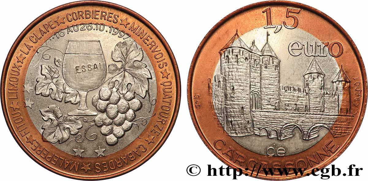 FRANCE 1,5 Euro Essai de Carcassonne 1997 MS