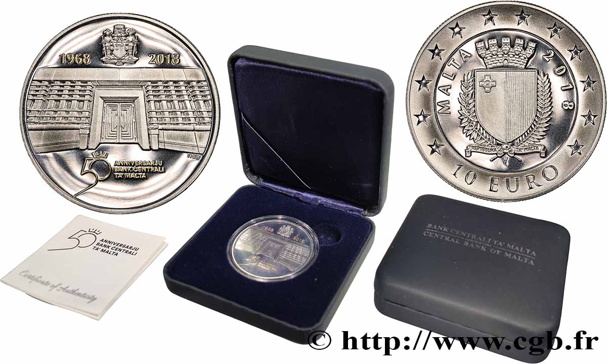 MALTA Belle Épreuve 10 Euro BANQUE CENTRALE DE MALTE 2018 BE
