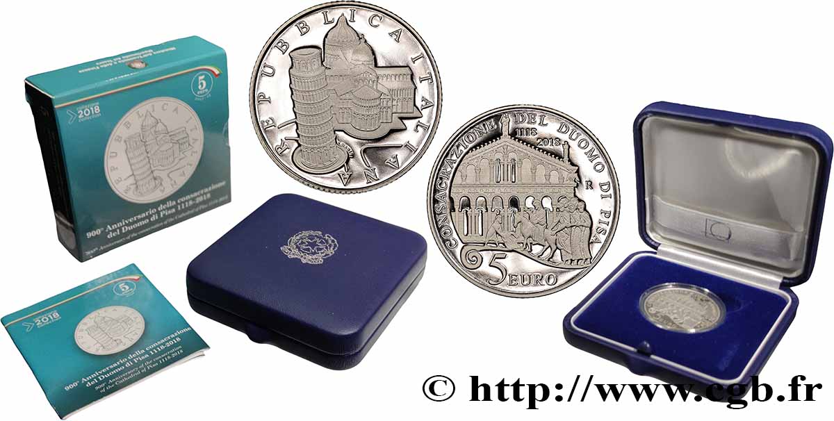 ITALIA BELLE EPREUVE 5 Euro CATHÉDRALE DE PISE 2018 BE